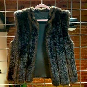 Faux Fur Vest - Brown, Medium